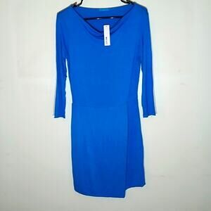 LA Made blue knit dress with wrap bottom. Size Small